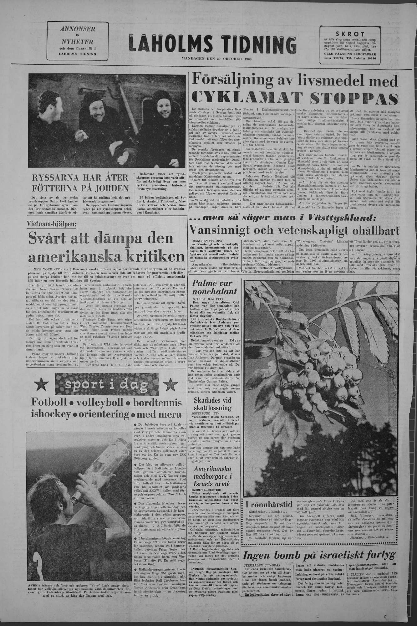 Laholms Tidning Måndag 20 oktober 1969, sida 8
