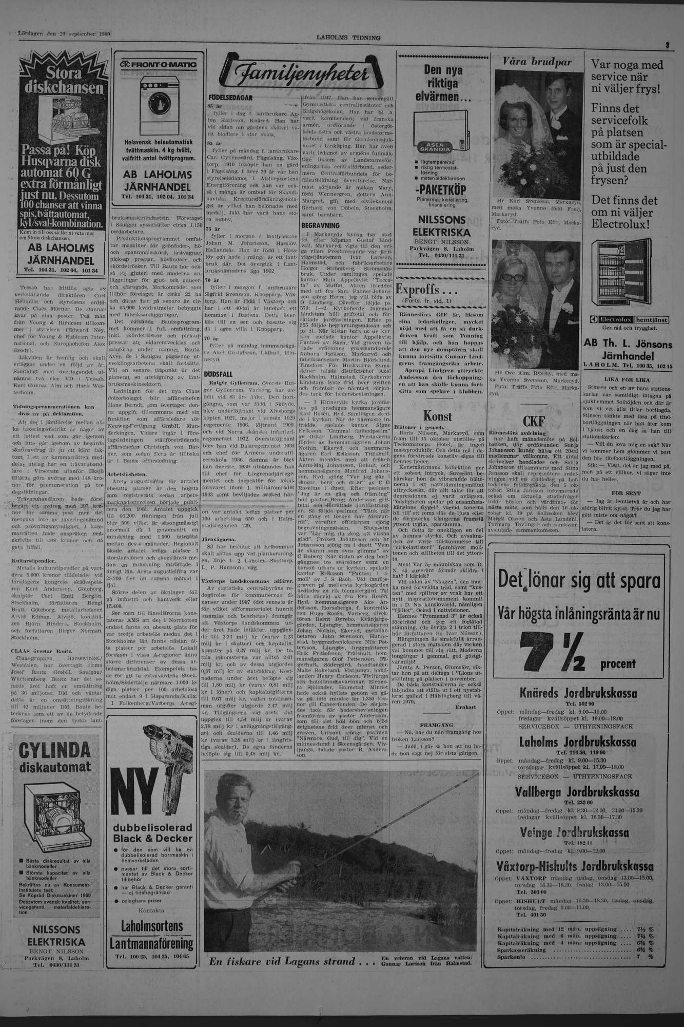 Laholms Tidning Lördag 20 september 1969, sida 3