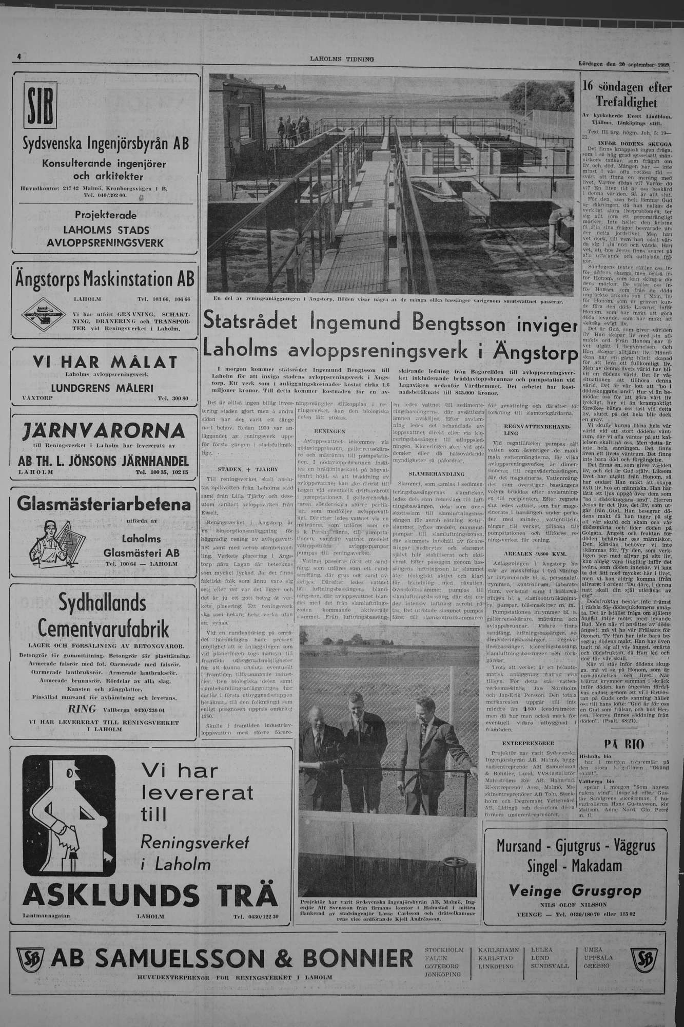 Laholms Tidning Lördag 20 september 1969, sida 4