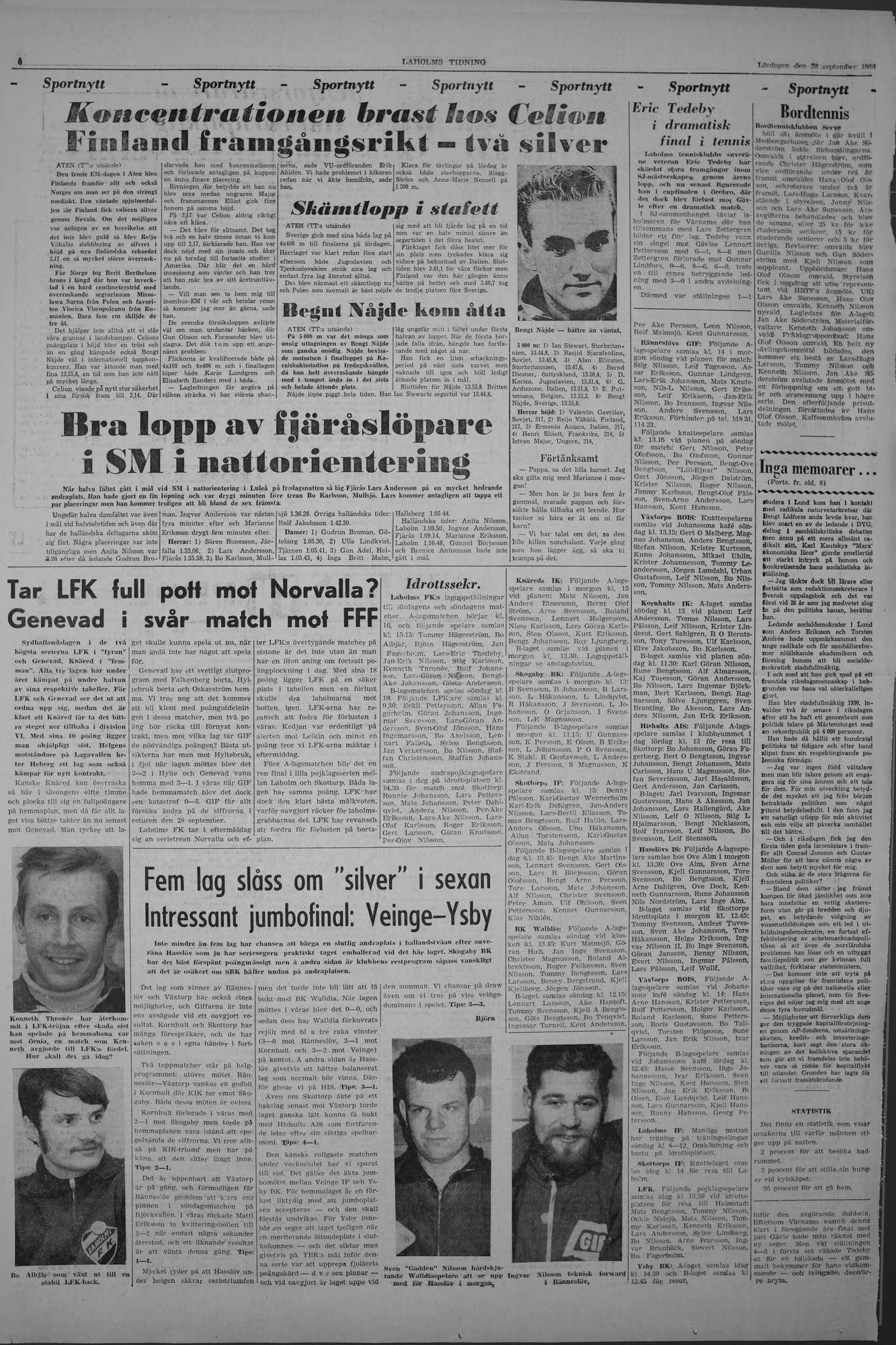 Laholms Tidning Lördag 20 september 1969, sida 6