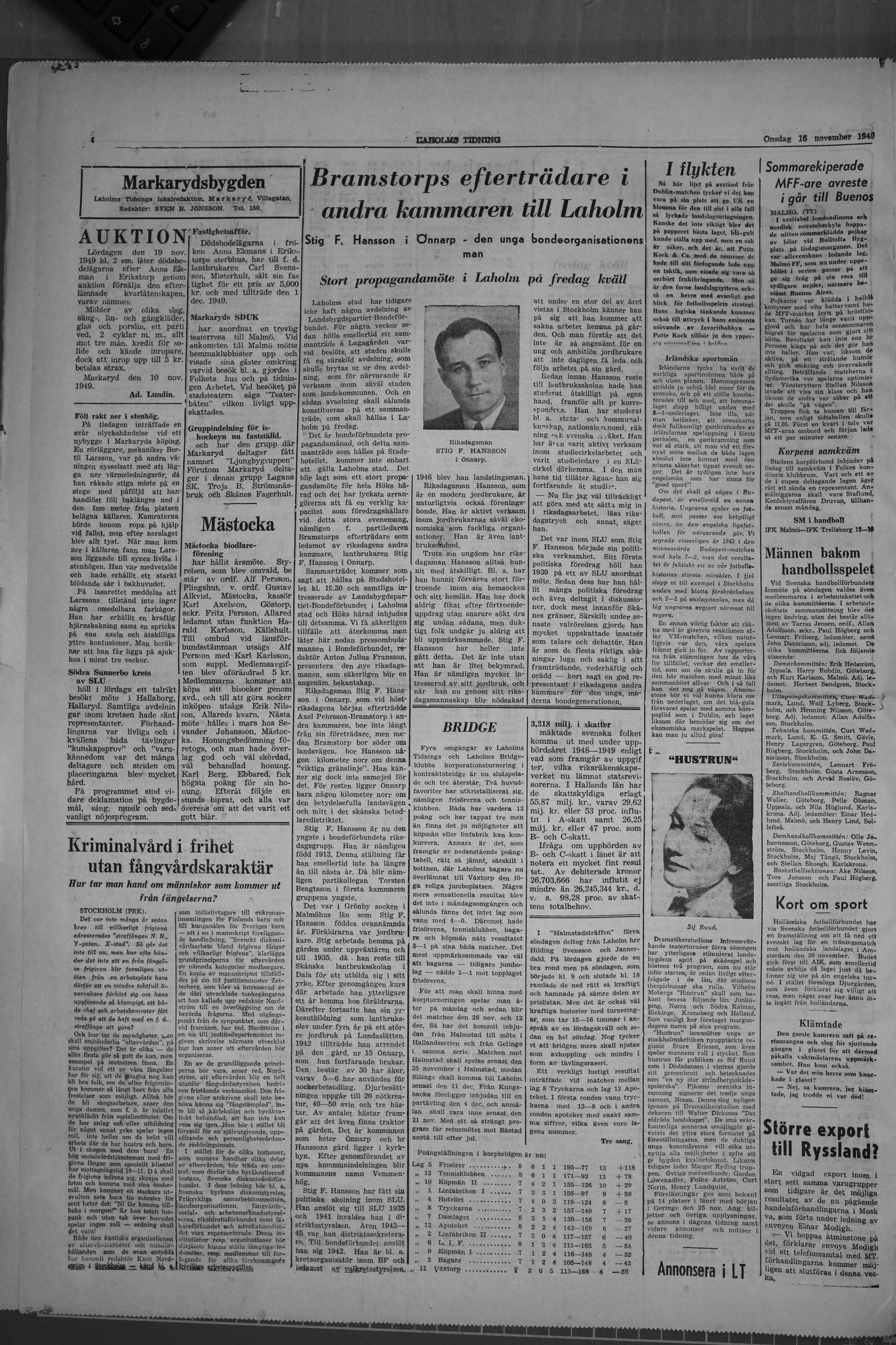 Laholms Tidning Onsdag 16 november 1949, sida 4