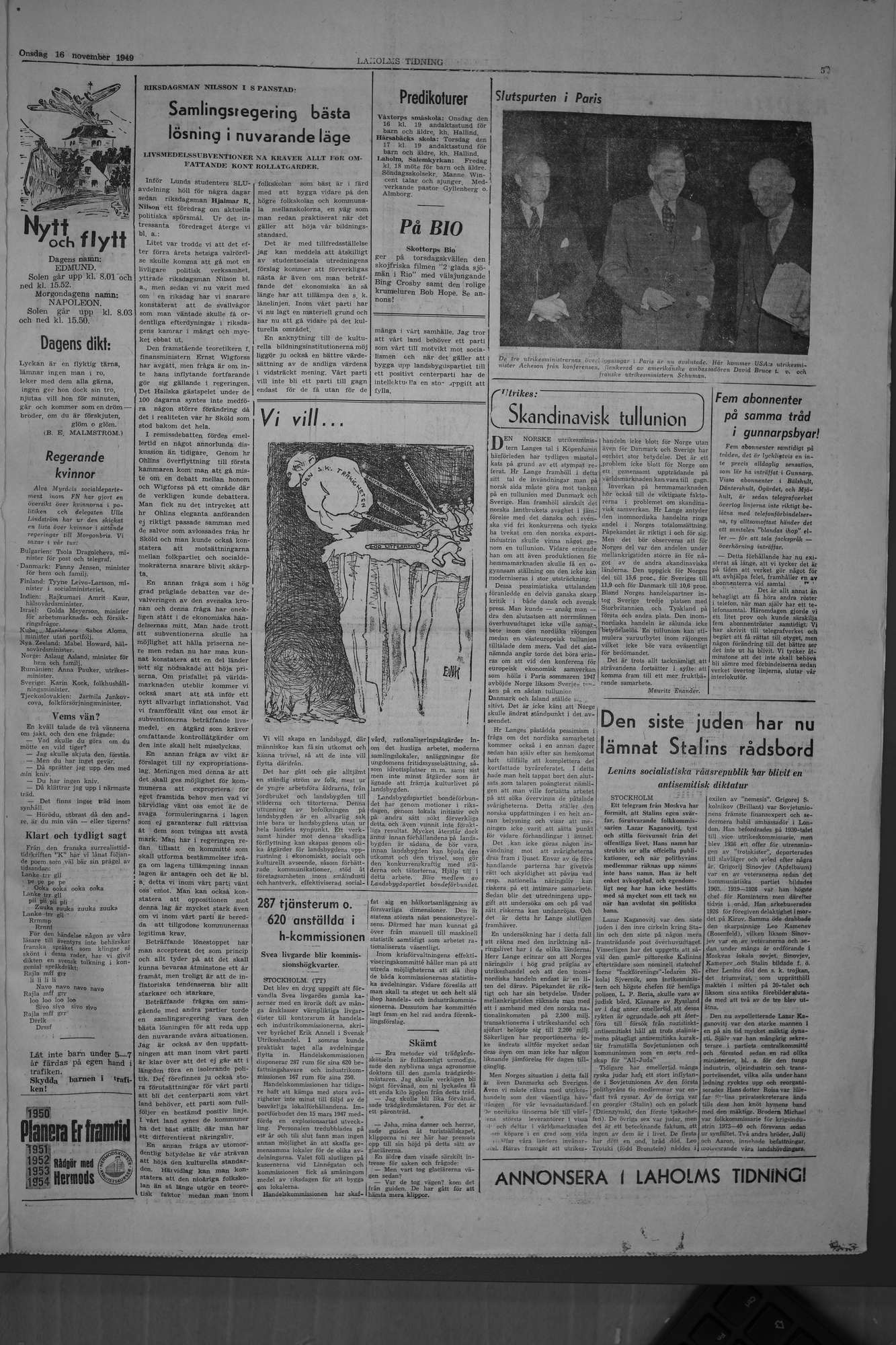 Laholms Tidning Onsdag 16 november 1949, sida 5