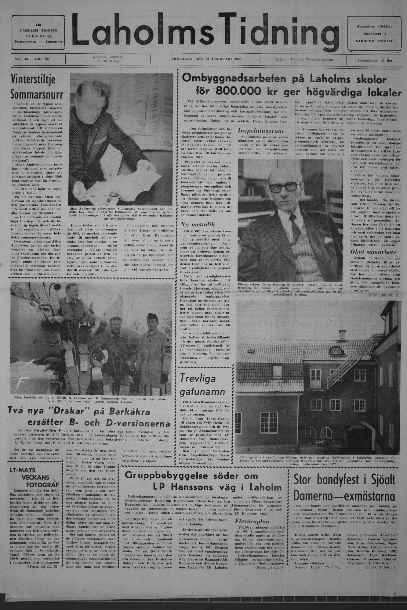 Laholms Tidning Fredag 21 februari 1969, sida 1