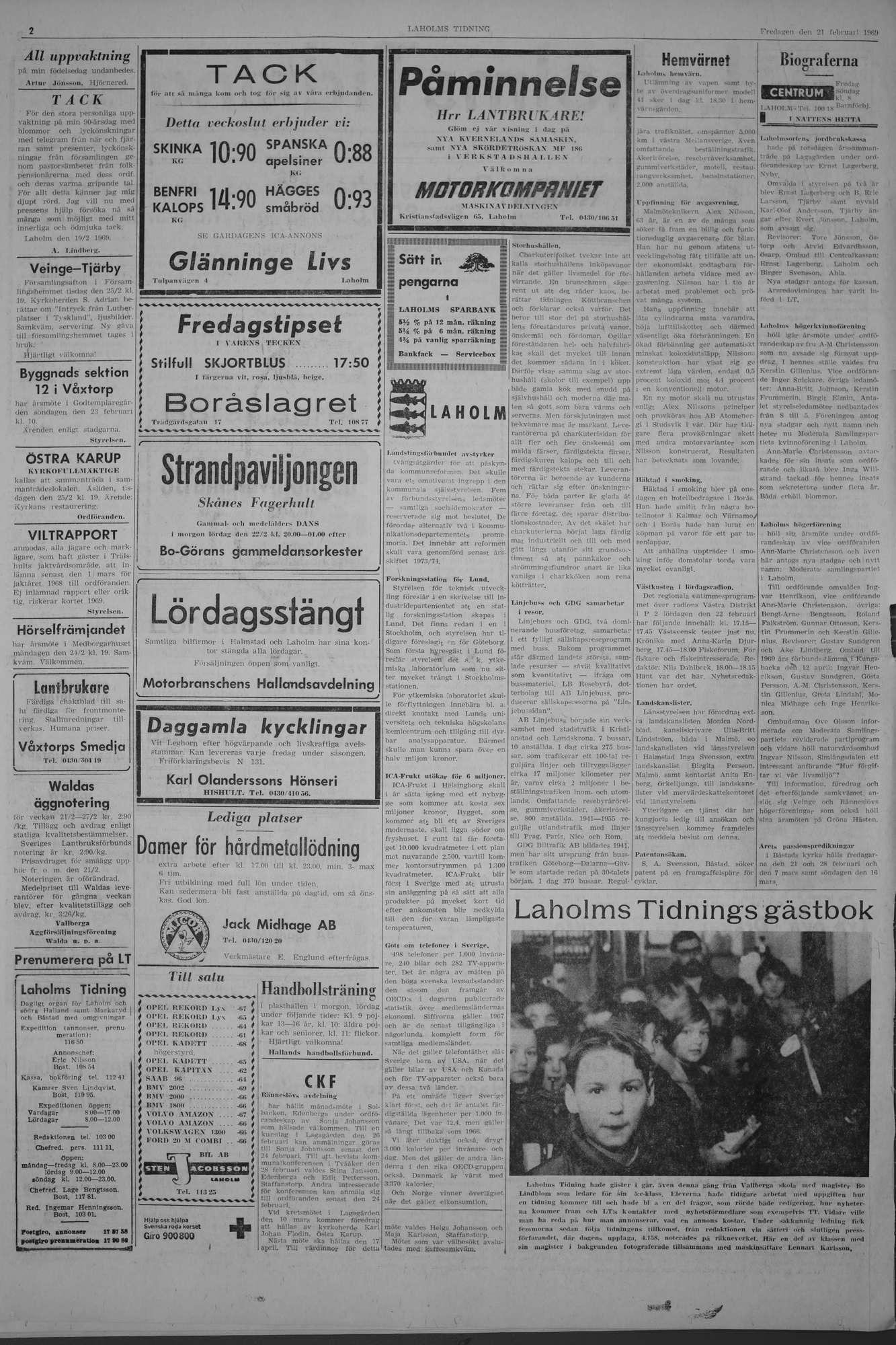Laholms Tidning Fredag 21 februari 1969, sida 2