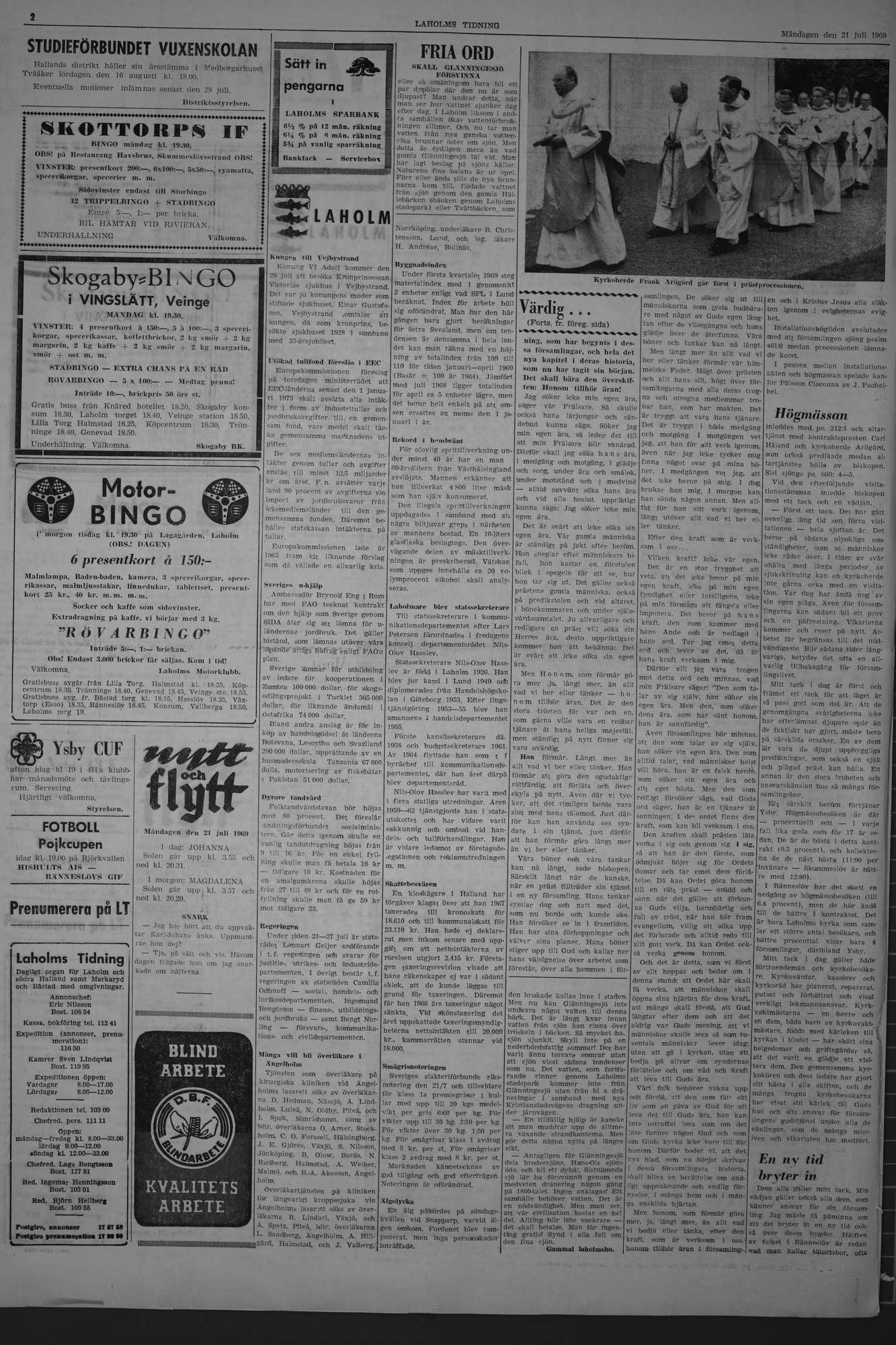 Laholms Tidning Måndag 21 juli 1969, sida 2