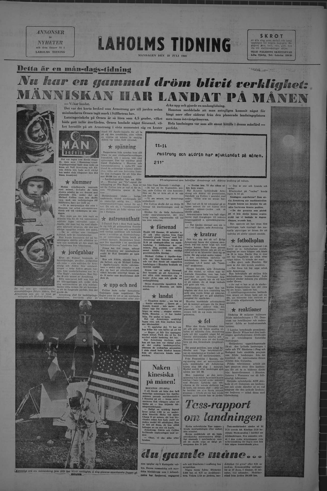 Laholms Tidning Måndag 21 juli 1969, sida 8