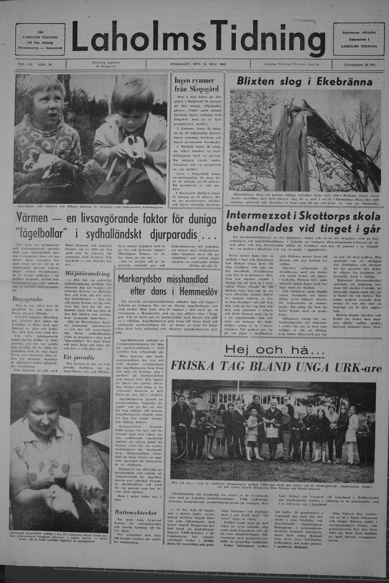 Laholms Tidning Onsdag 21 maj 1969, sida 1
