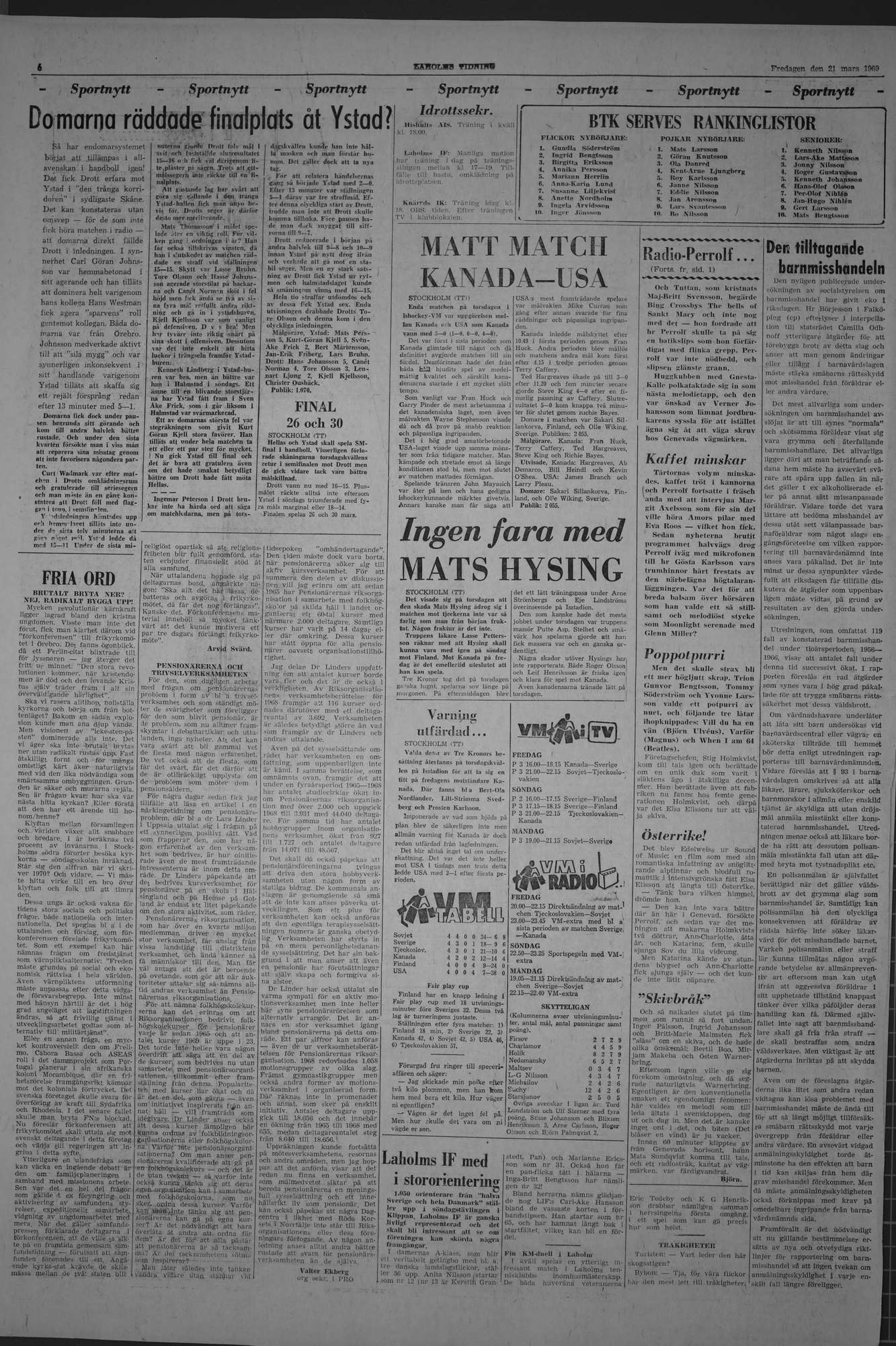Laholms Tidning Fredag 21 mars 1969, sida 6