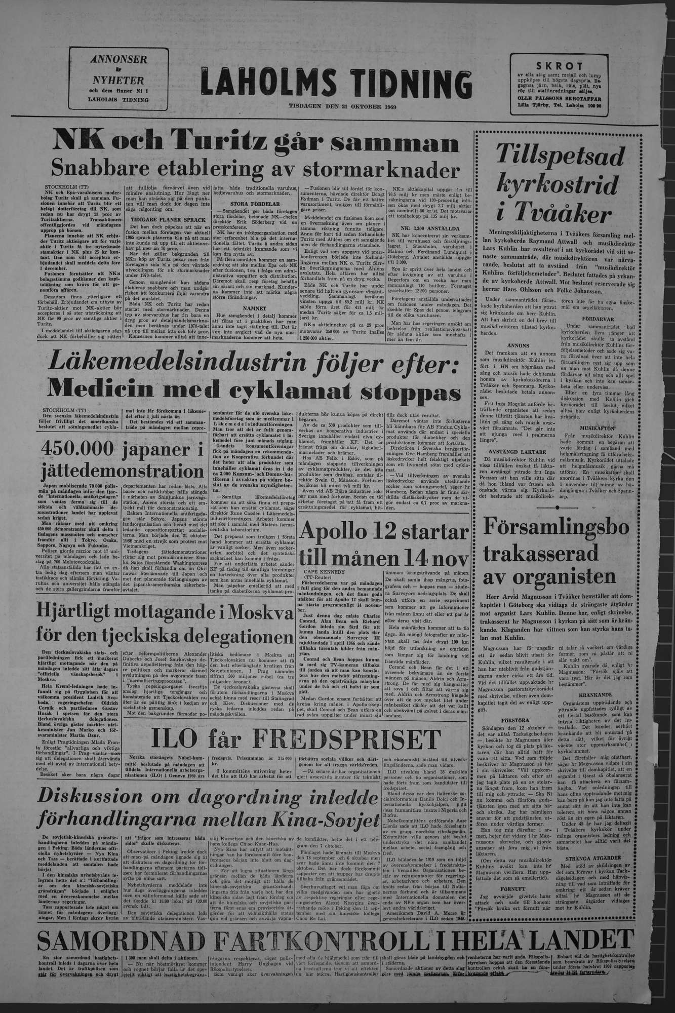 Laholms Tidning Tisdag 21 oktober 1969, sida 8