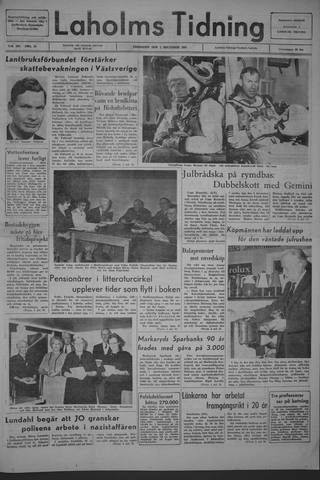 Förstasidan, Fredag 3 december 1965