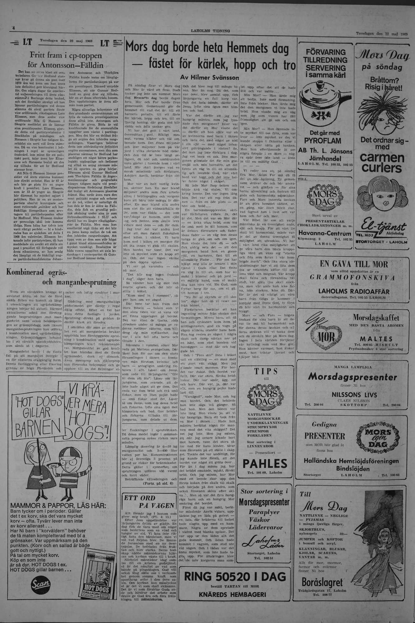 Laholms Tidning Torsdag 22 maj 1969, sida 4