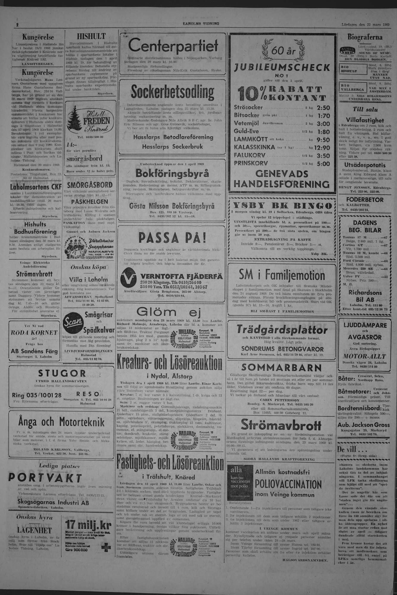 Laholms Tidning Lördag 22 mars 1969, sida 2