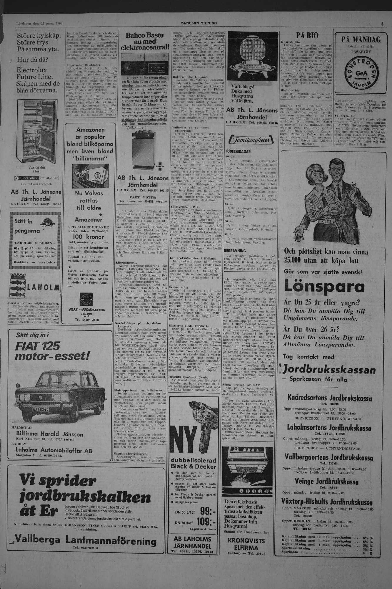 Laholms Tidning Lördag 22 mars 1969, sida 3
