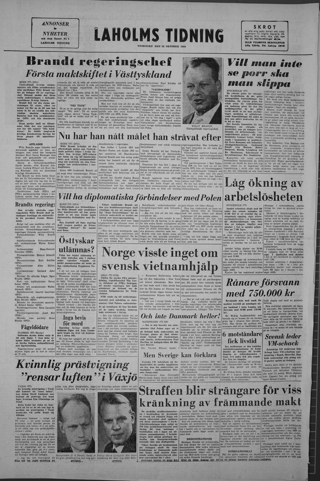 Laholms Tidning Onsdag 22 oktober 1969, sida 8