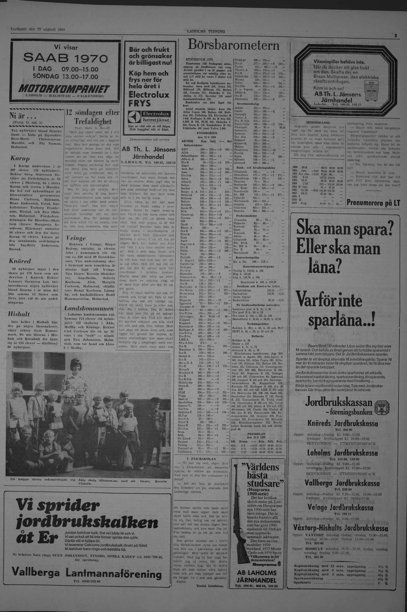 Laholms Tidning Lördag 23 augusti 1969, sida 3
