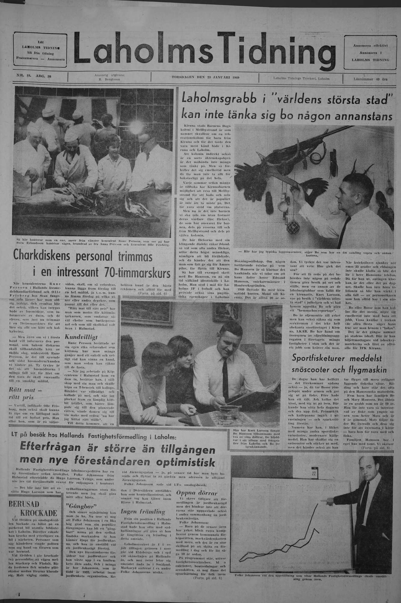 Laholms Tidning Torsdag 23 januari 1969, sida 1