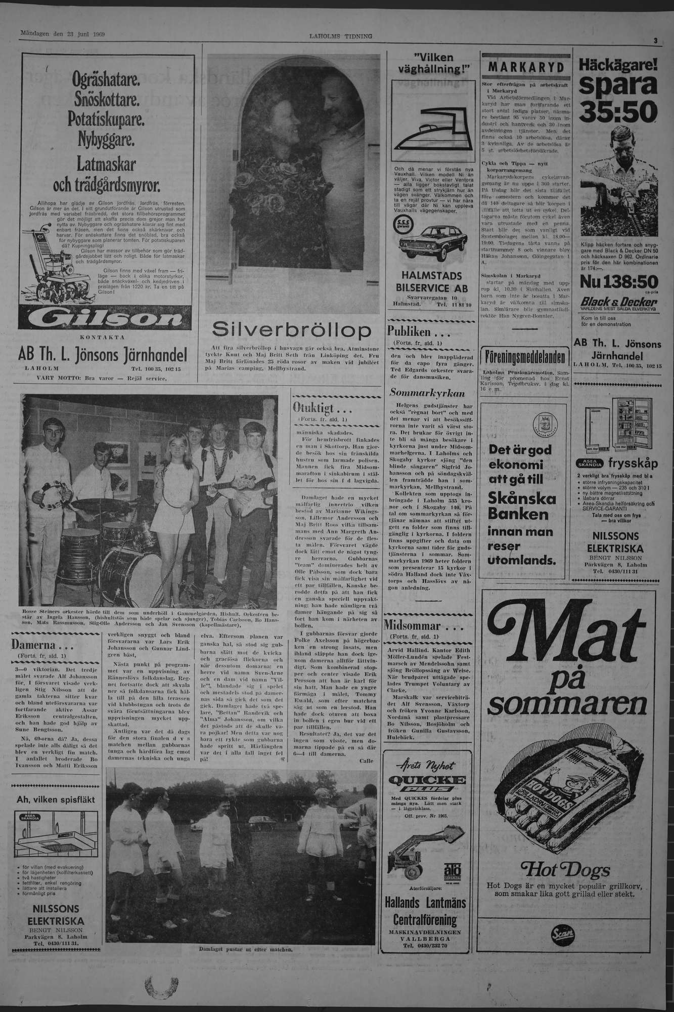 Laholms Tidning Måndag 23 juni 1969, sida 3