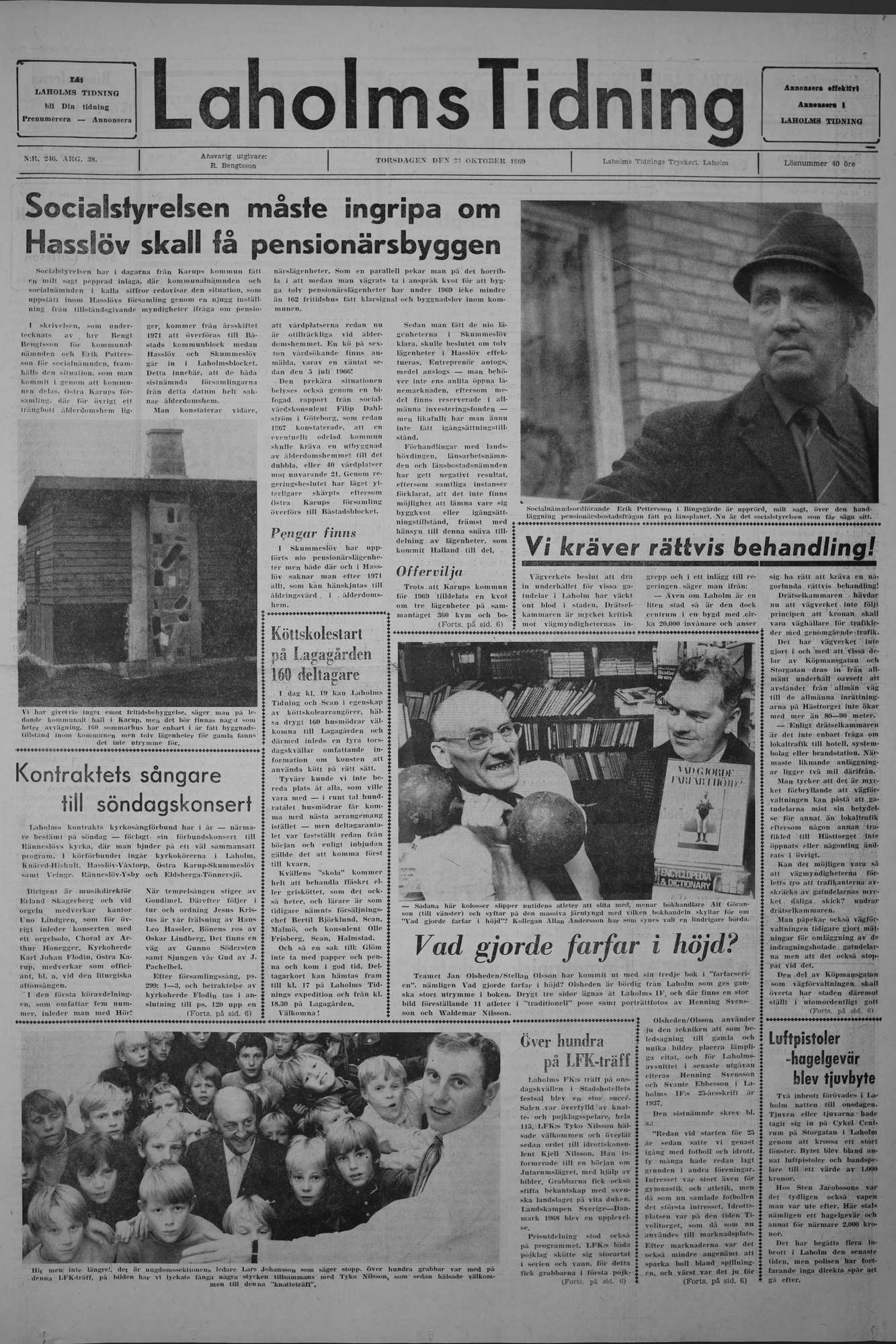 Laholms Tidning Torsdag 23 oktober 1969, sida 1