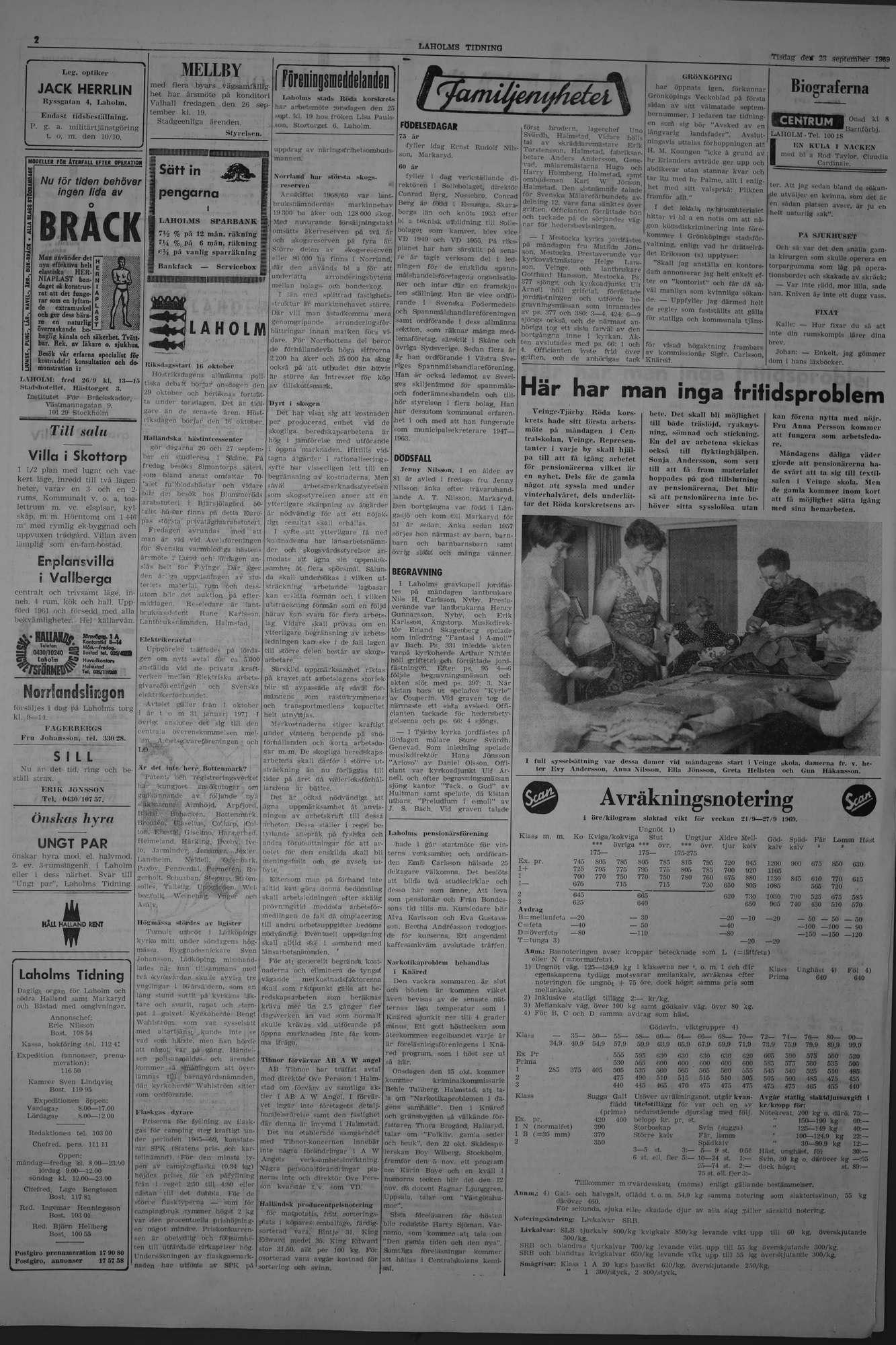 Laholms Tidning Tisdag 23 september 1969, sida 2