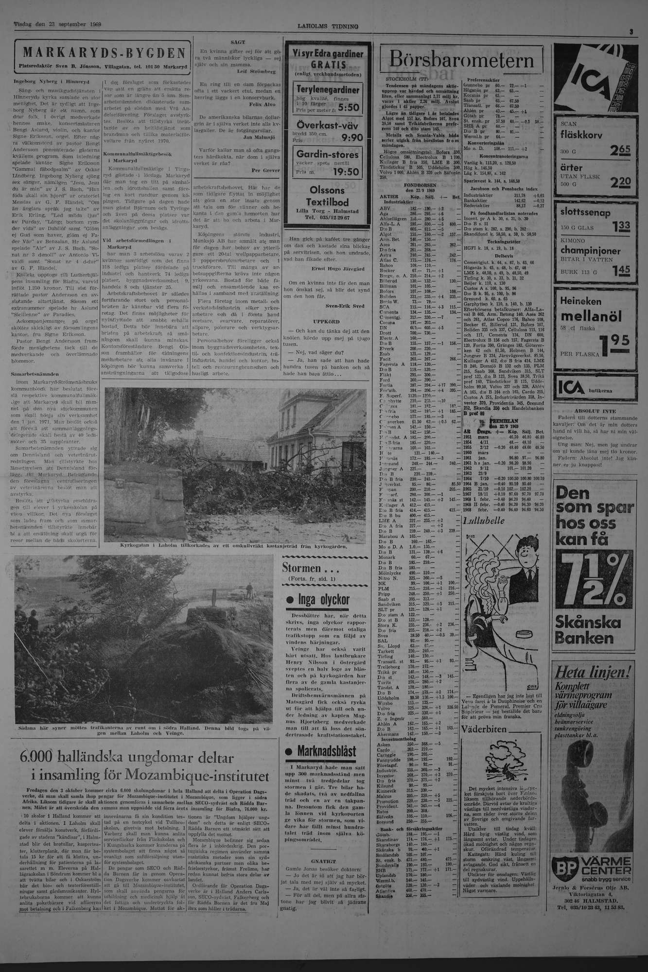 Laholms Tidning Tisdag 23 september 1969, sida 3