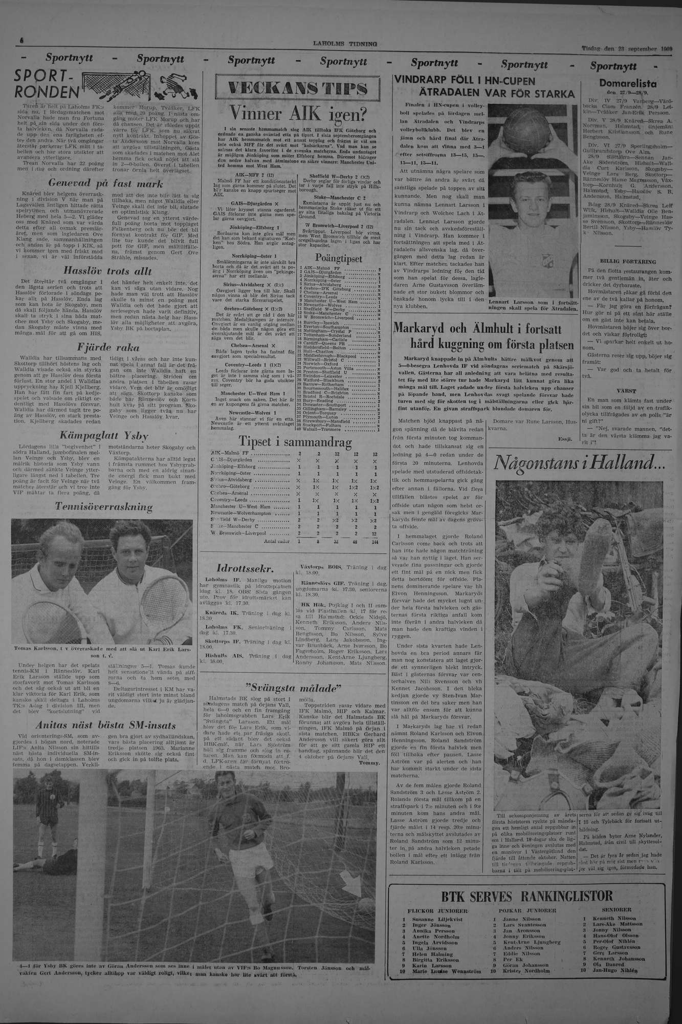 Laholms Tidning Tisdag 23 september 1969, sida 6
