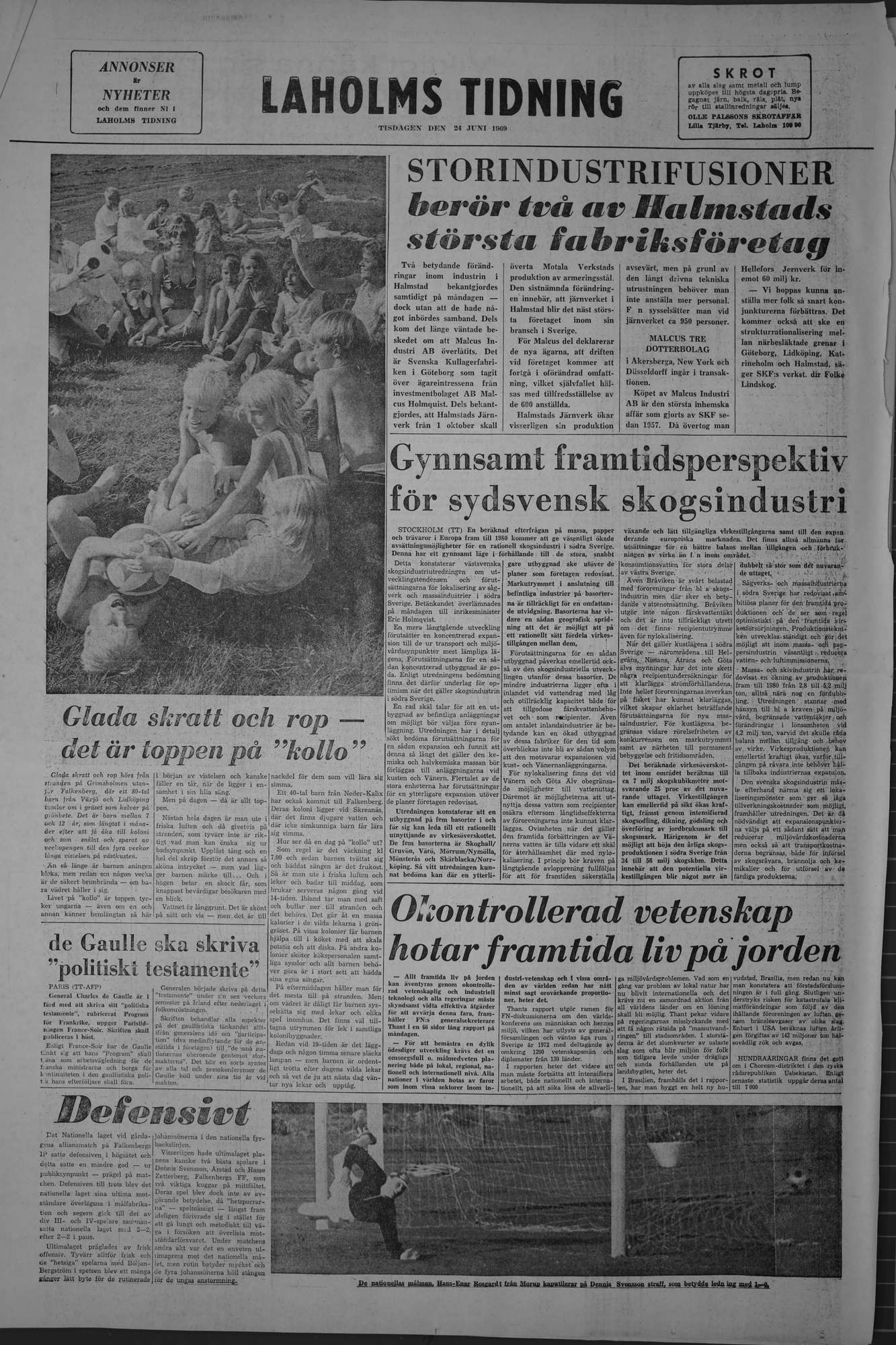 Laholms Tidning Tisdag 24 juni 1969, sida 8