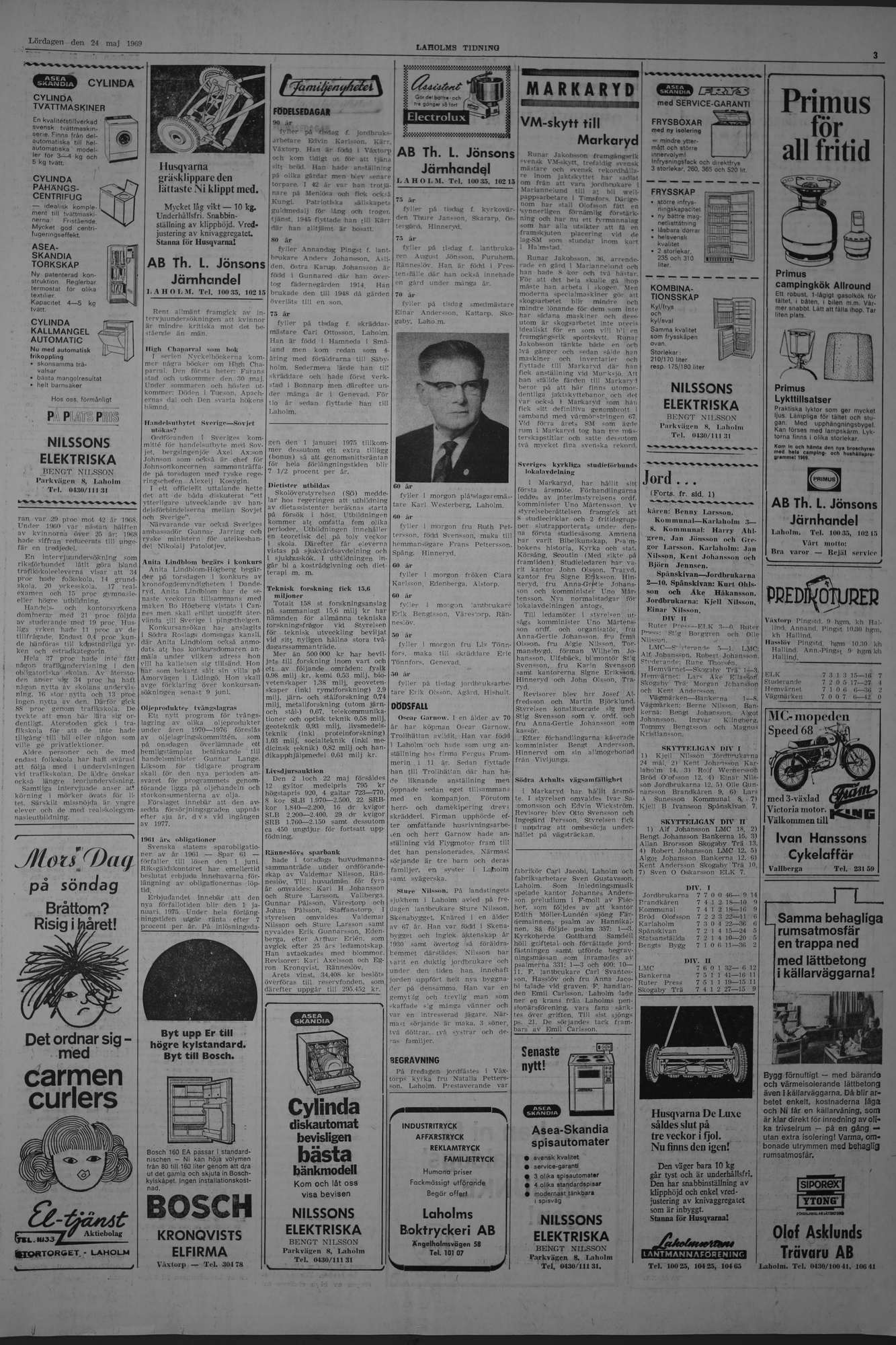 Laholms Tidning Lördag 24 maj 1969, sida 3