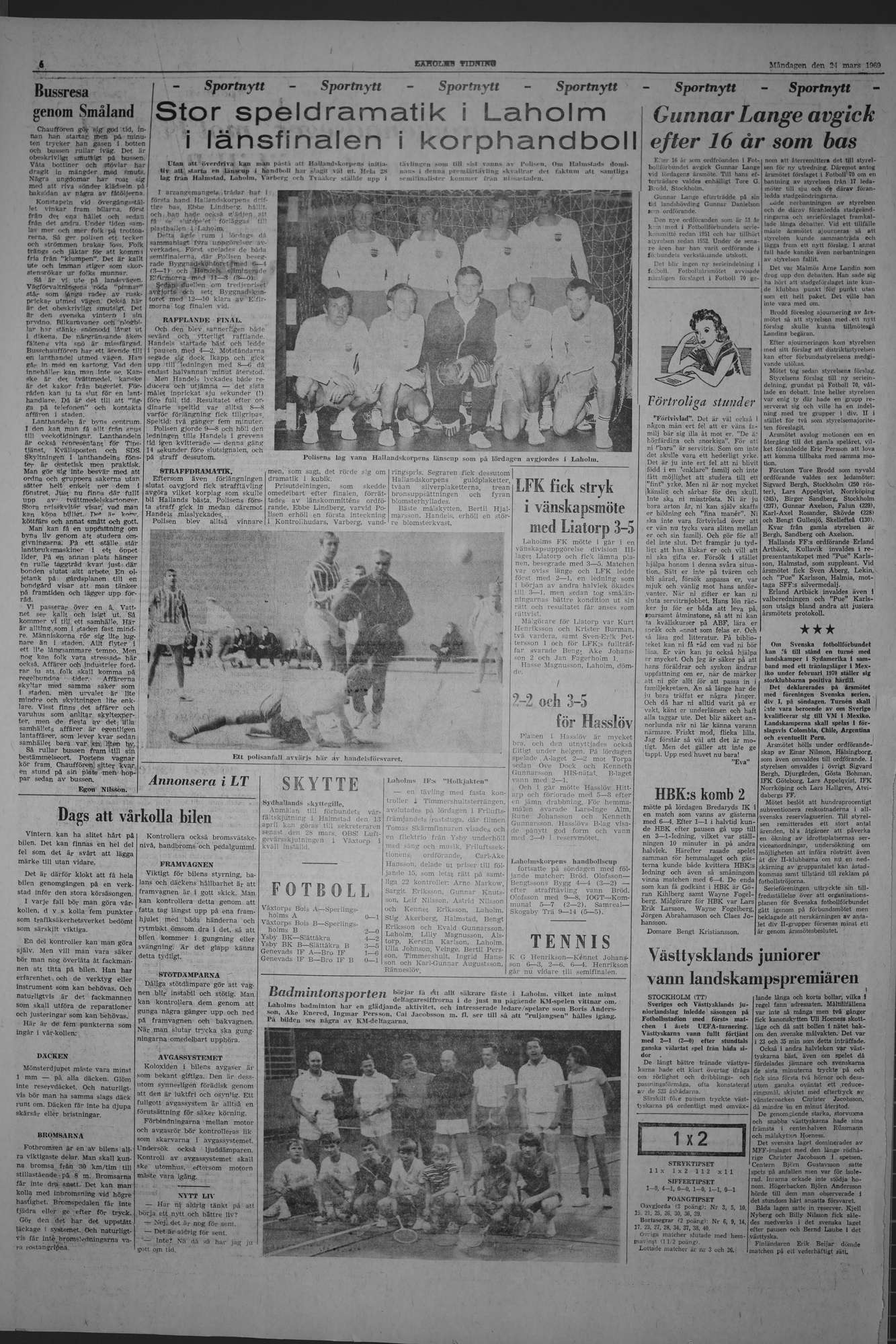 Laholms Tidning Måndag 24 mars 1969, sida 6