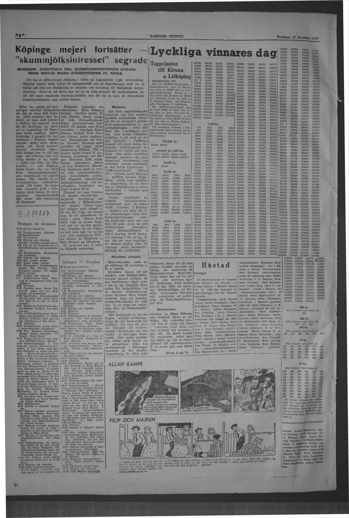 Laholms Tidning Fredag 16 december 1949, sida 8