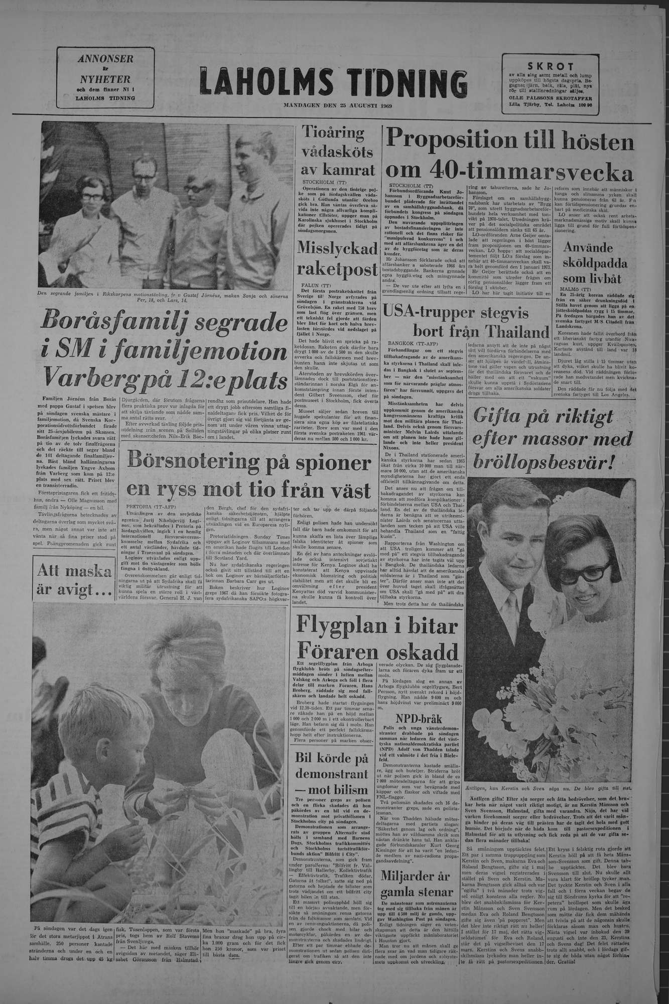 Laholms Tidning Måndag 25 augusti 1969, sida 8