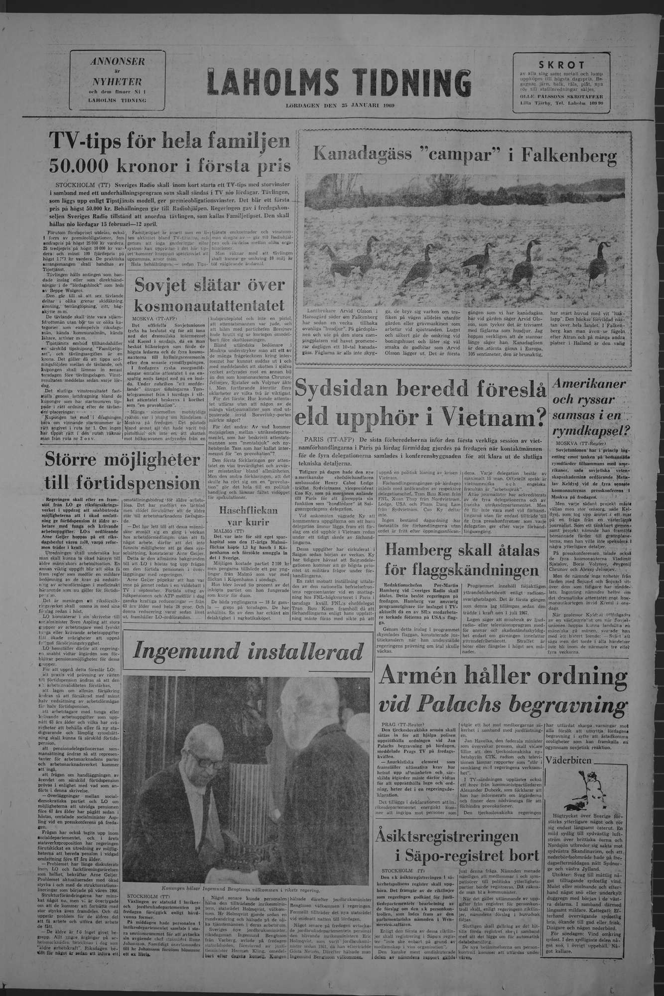 Laholms Tidning Lördag 25 januari 1969, sida 8