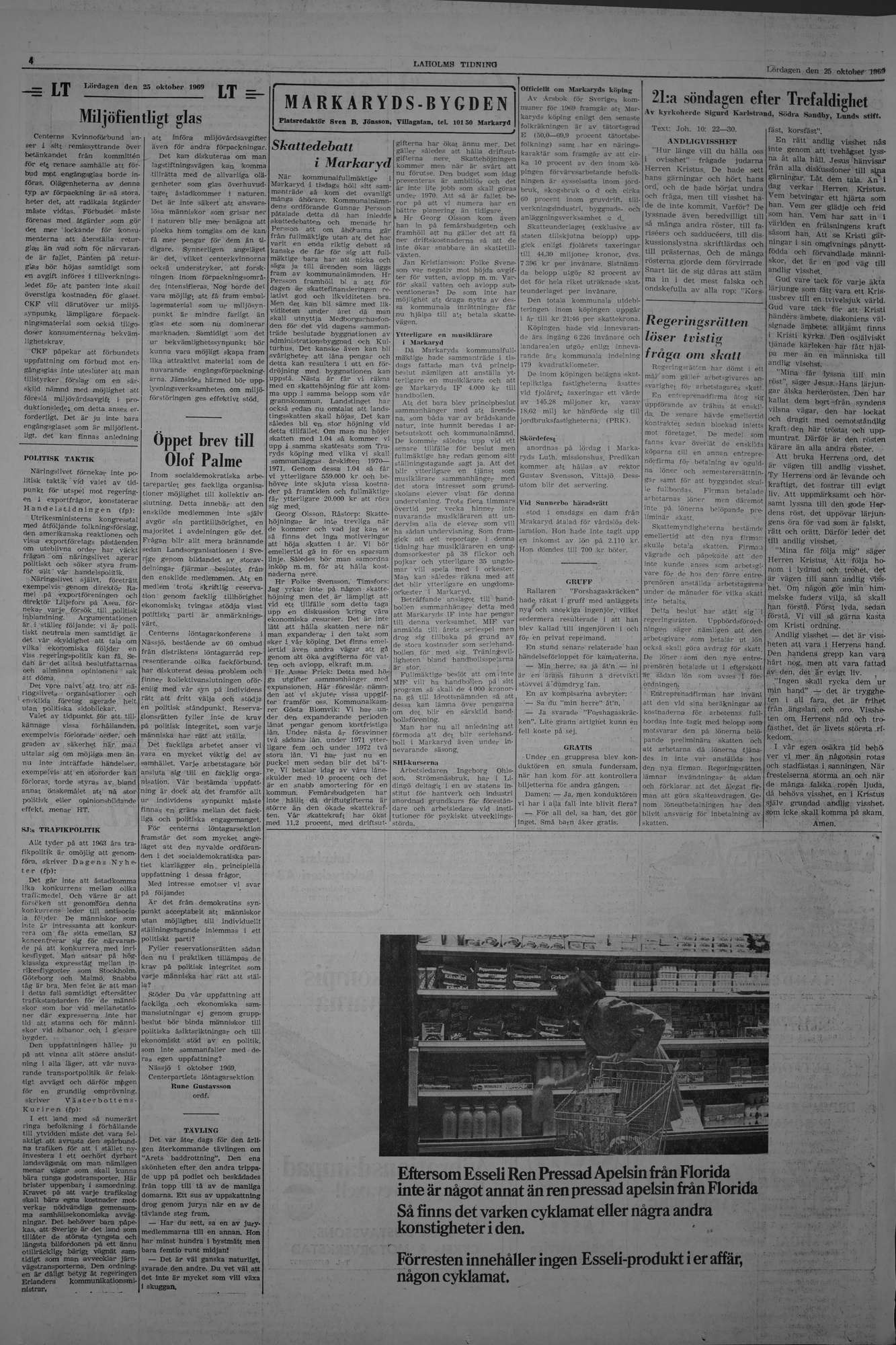Laholms Tidning Lördag 25 oktober 1969, sida 4