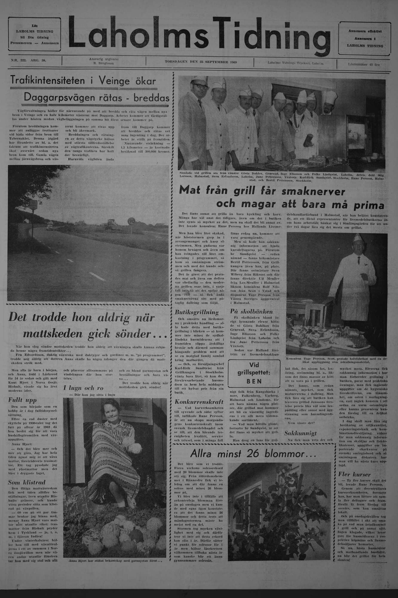 Laholms Tidning Torsdag 25 september 1969, sida 1