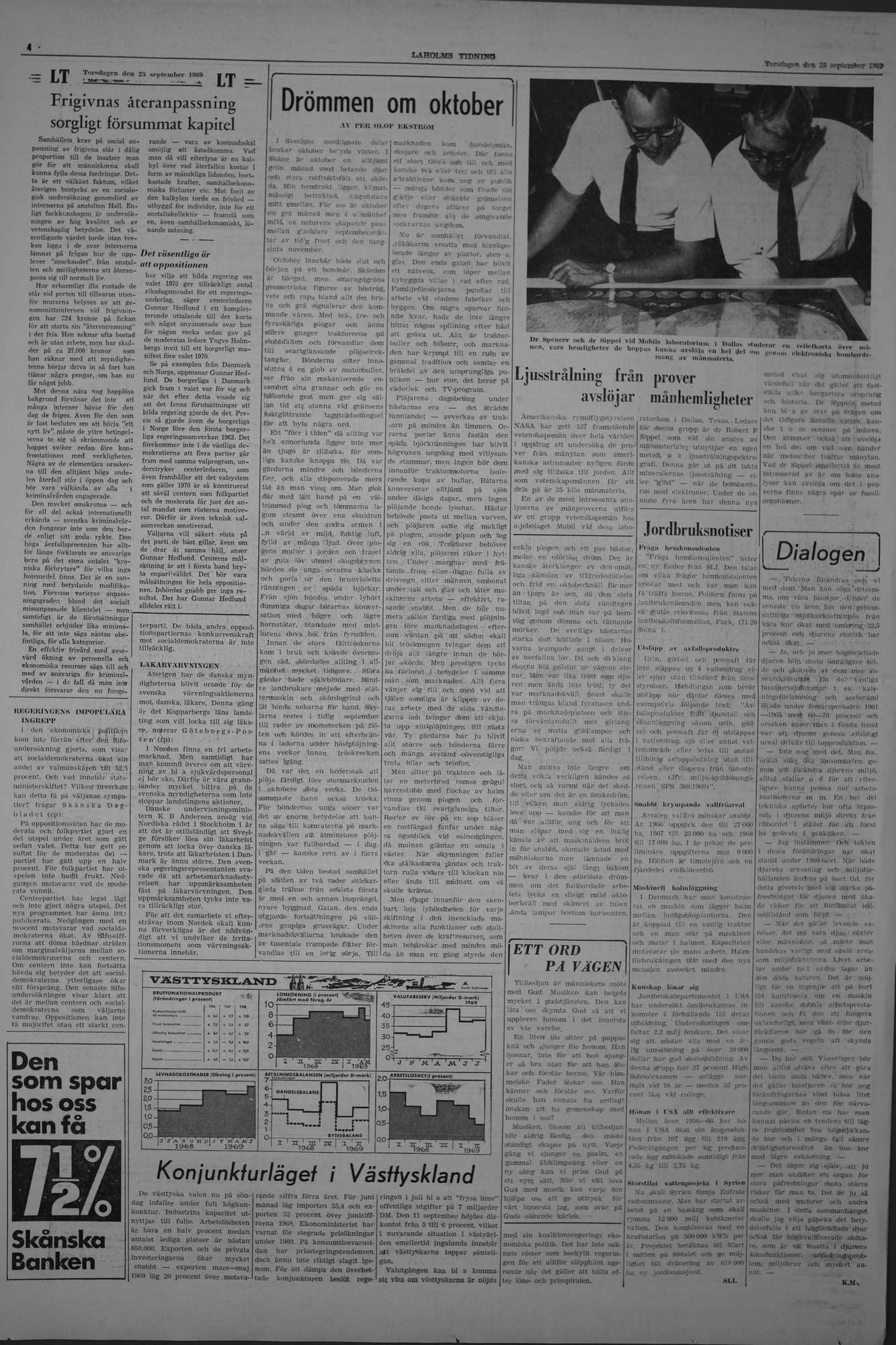 Laholms Tidning Torsdag 25 september 1969, sida 4