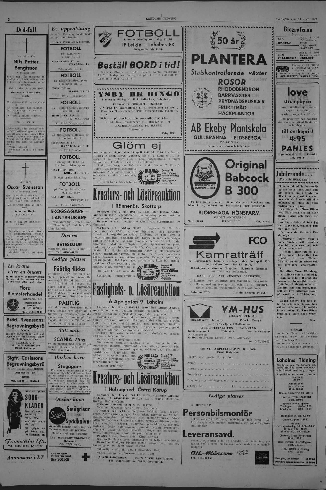 Laholms Tidning Lördag 26 april 1969, sida 2