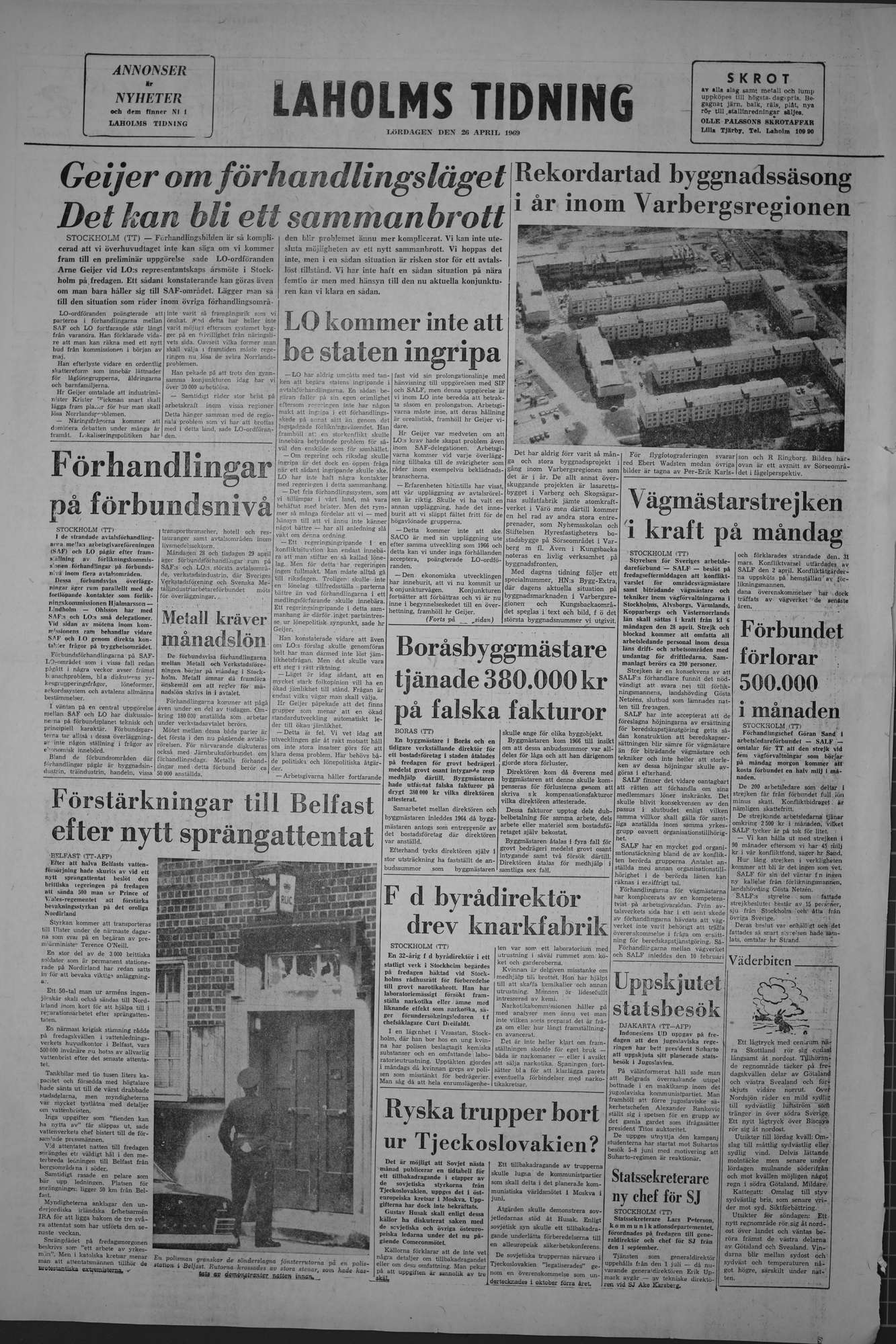 Laholms Tidning Lördag 26 april 1969, sida 8