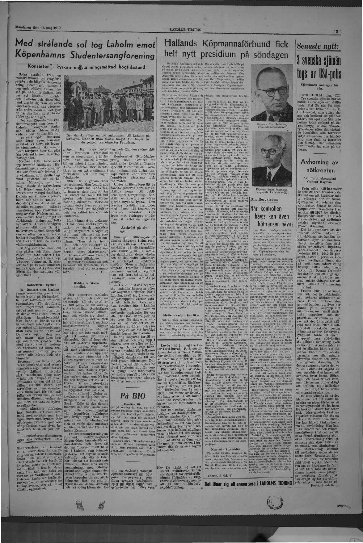 Laholms Tidning Måndag 16 maj 1949, sida 3