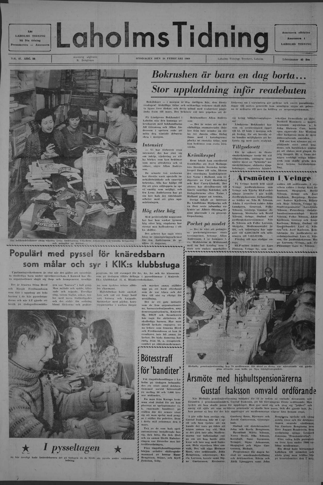 Laholms Tidning Onsdag 26 februari 1969, sida 1