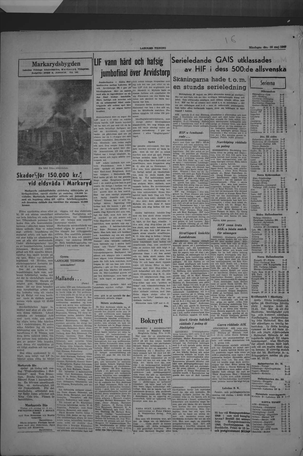 Laholms Tidning Måndag 16 maj 1949, sida 4