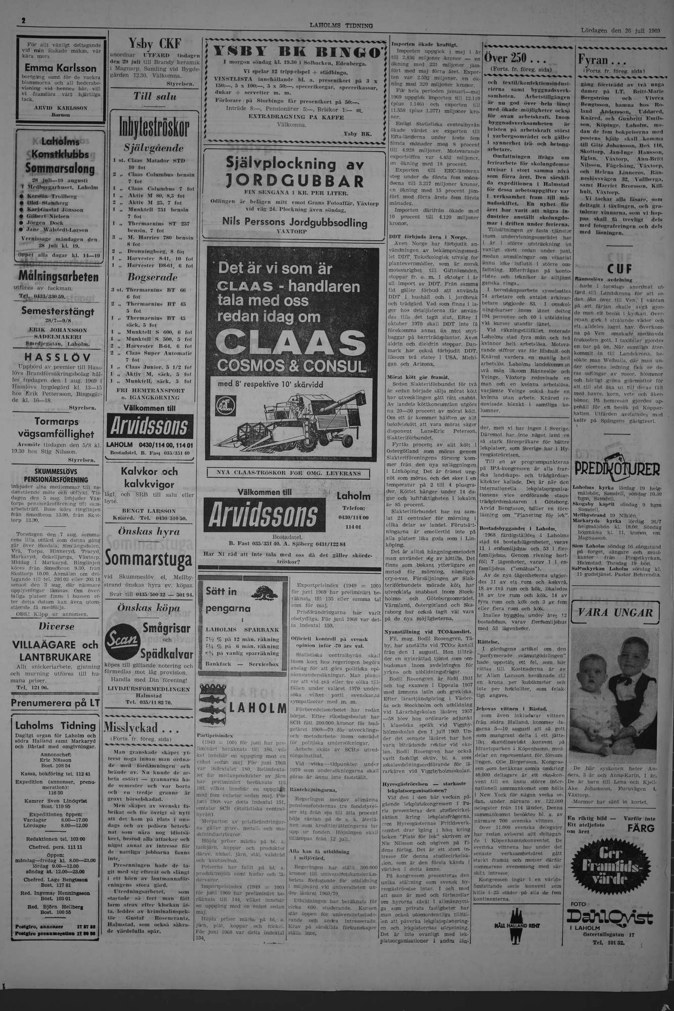 Laholms Tidning Lördag 26 juli 1969, sida 2