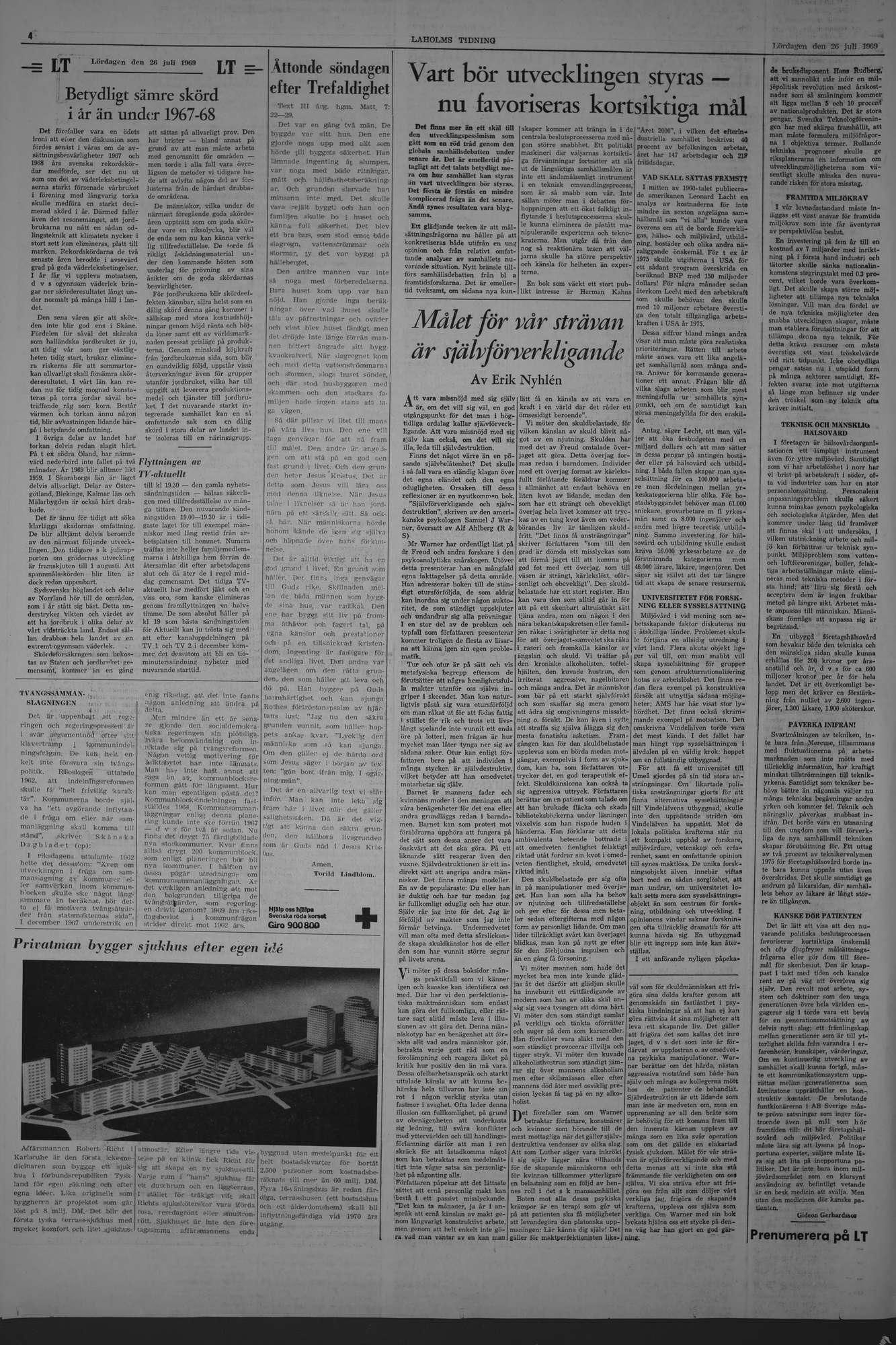 Laholms Tidning Lördag 26 juli 1969, sida 4