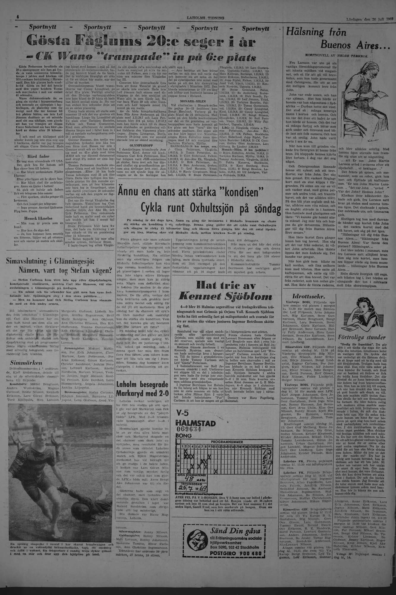 Laholms Tidning Lördag 26 juli 1969, sida 6