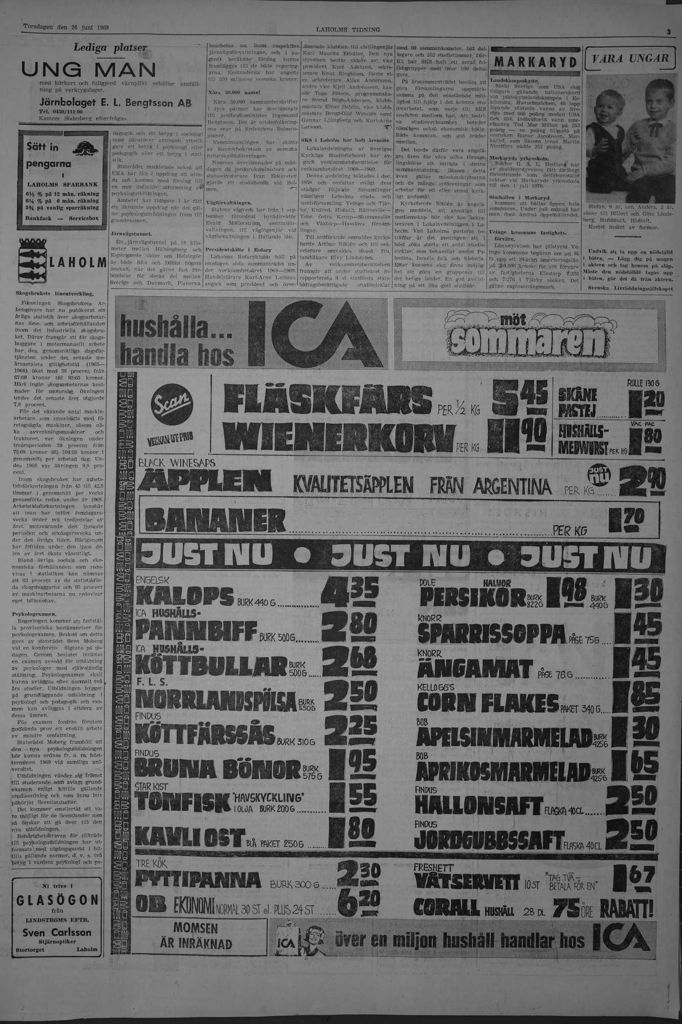 Laholms Tidning Torsdag 26 juni 1969, sida 3