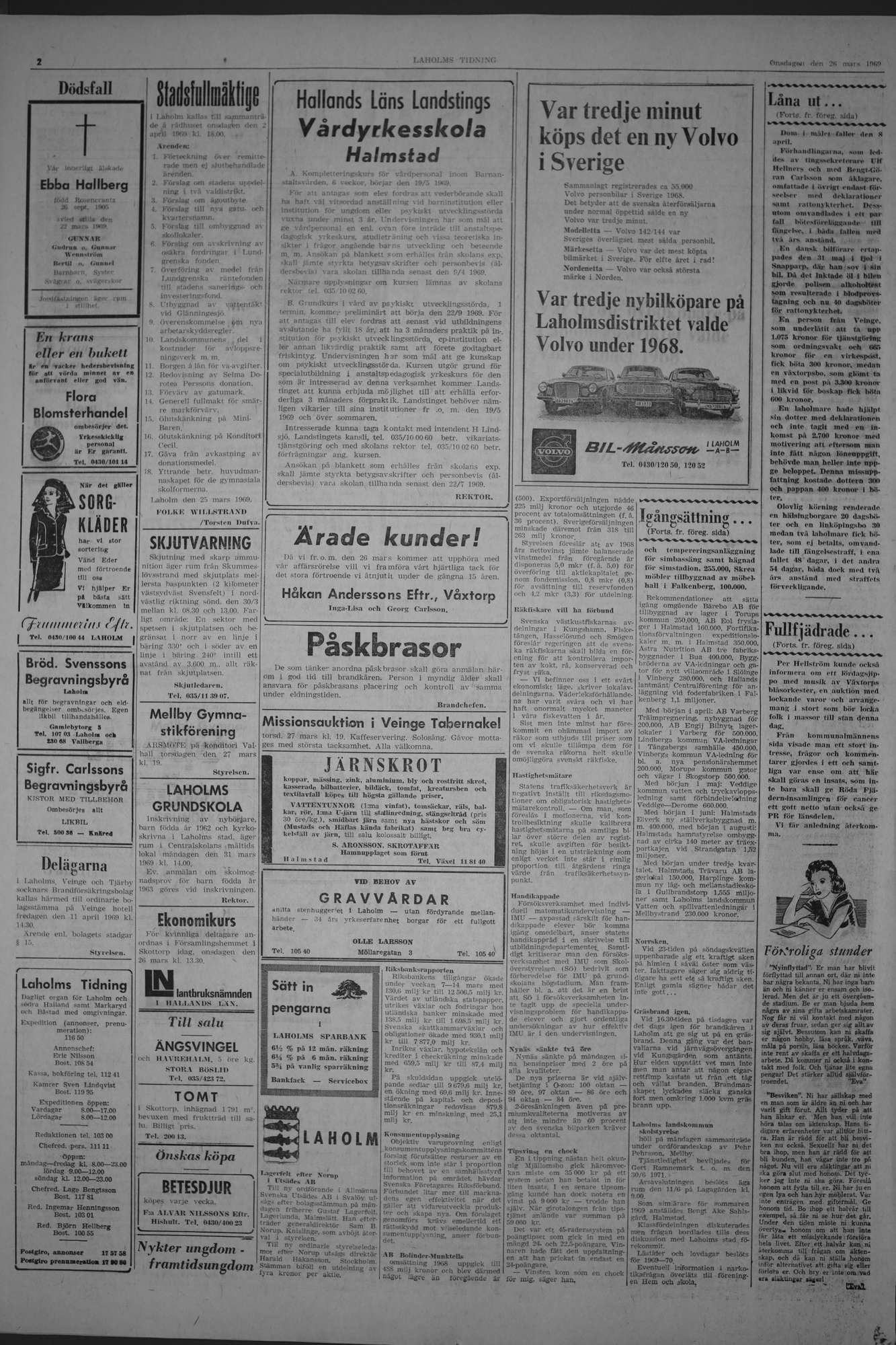 Laholms Tidning Onsdag 26 mars 1969, sida 2