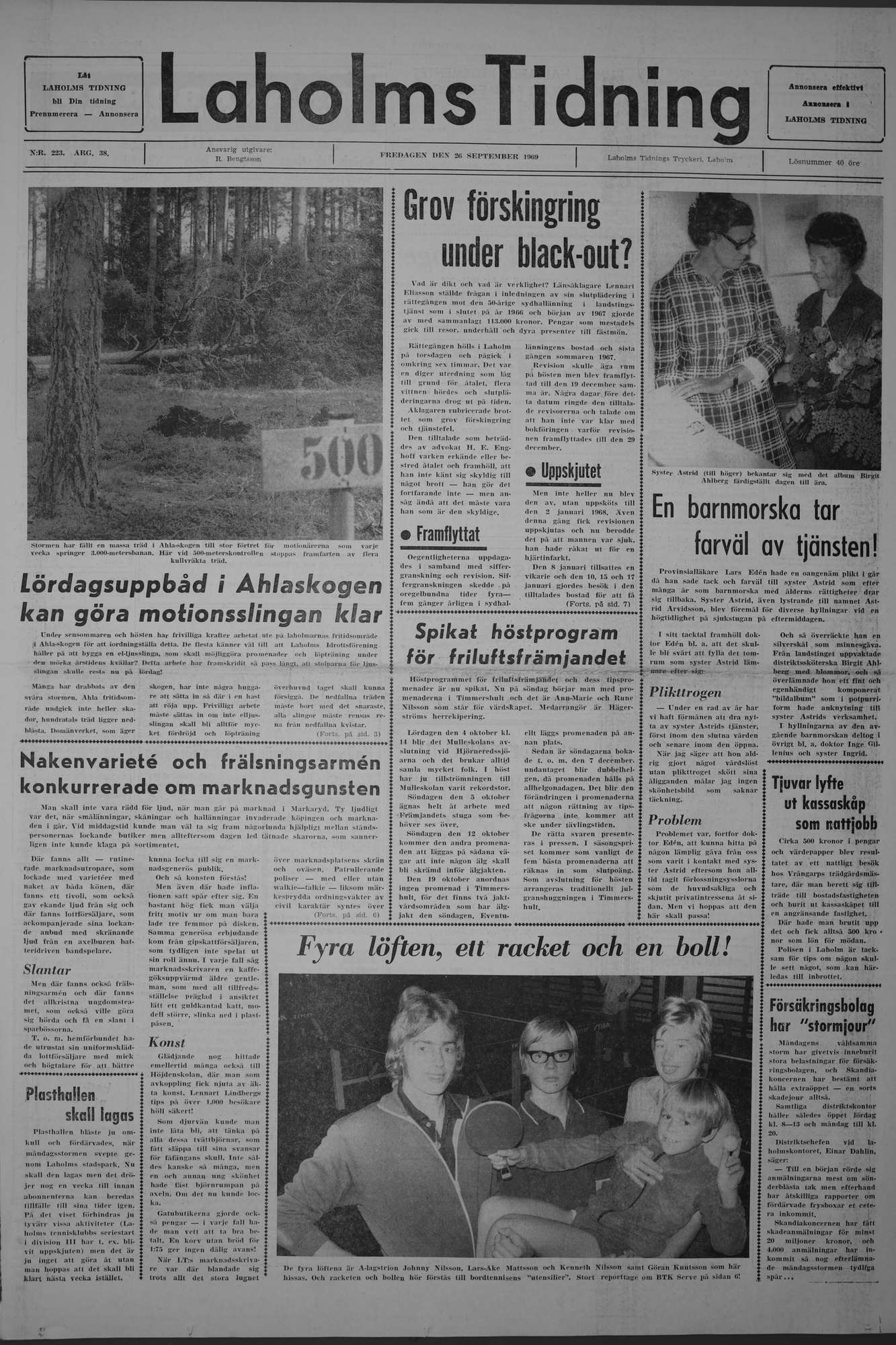 Laholms Tidning Fredag 26 september 1969, sida 1