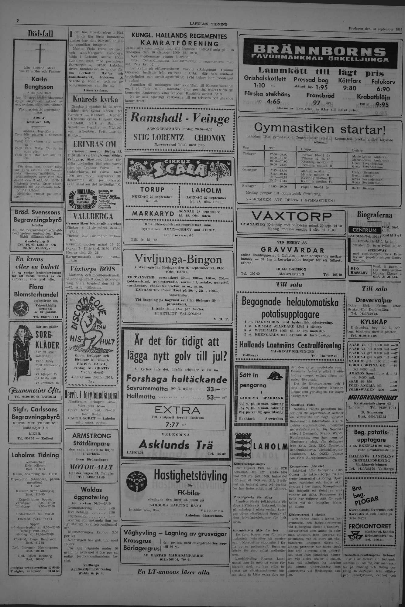 Laholms Tidning Fredag 26 september 1969, sida 2