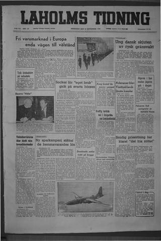 Förstasidan, Fredag 16 september 1949