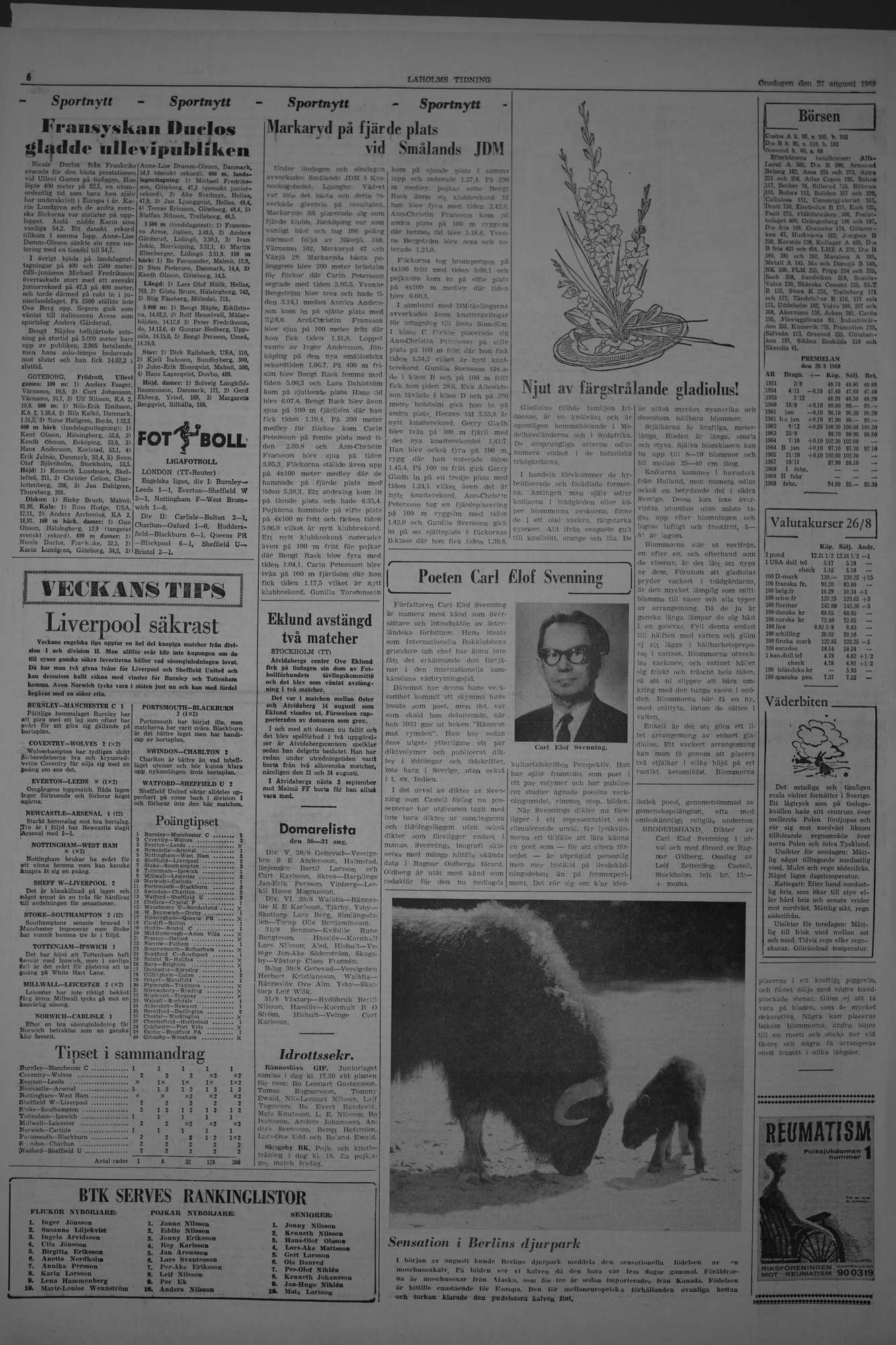 Laholms Tidning Onsdag 27 augusti 1969, sida 6