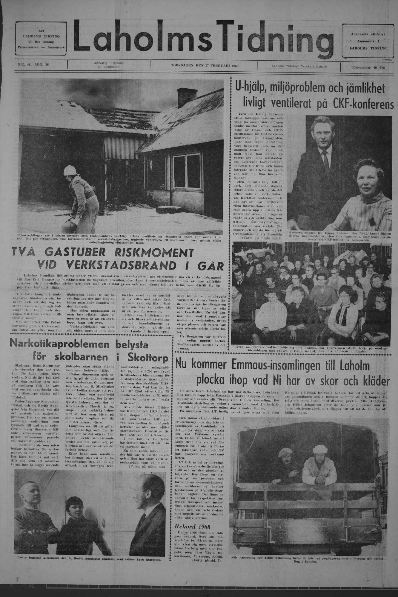 Laholms Tidning Torsdag 27 februari 1969, sida 1
