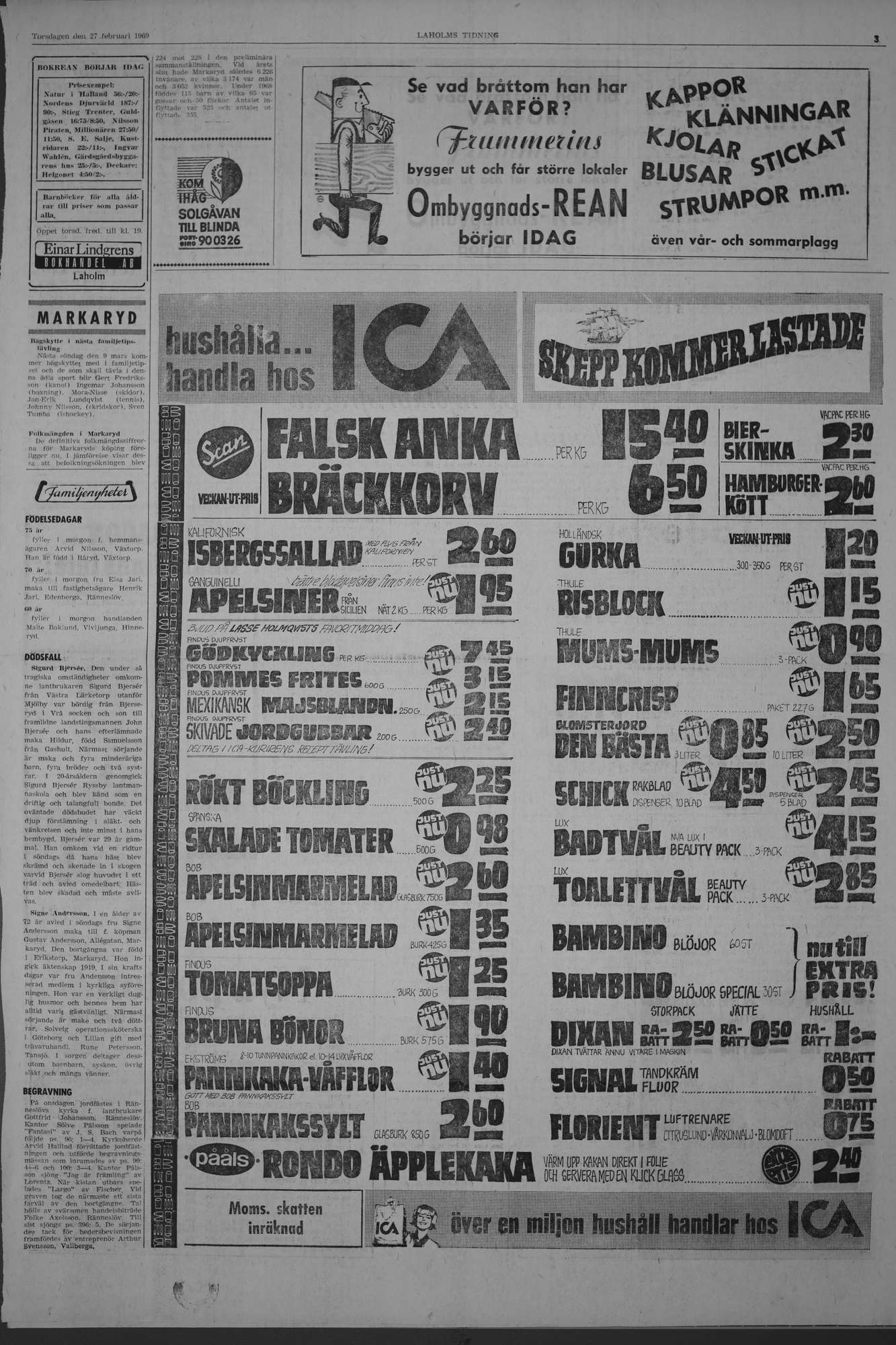 Laholms Tidning Torsdag 27 februari 1969, sida 3